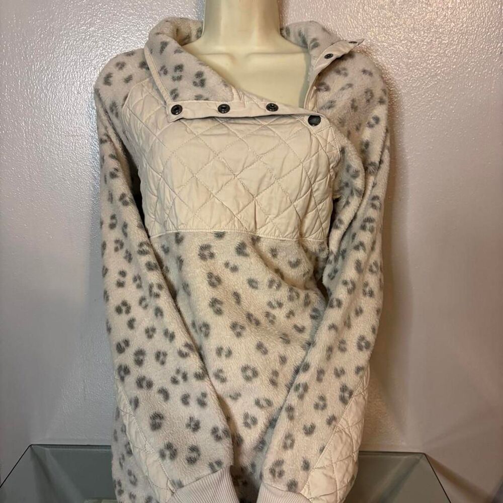 Y2K Abercrombie Leopard Print Fuzzy Pullover — Size L